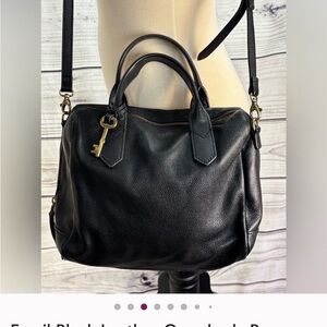 Fossil Black Leather Crossbody Bag